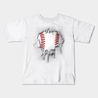 Shredded, Ripped and Torn Baseball Kids T-Shirt